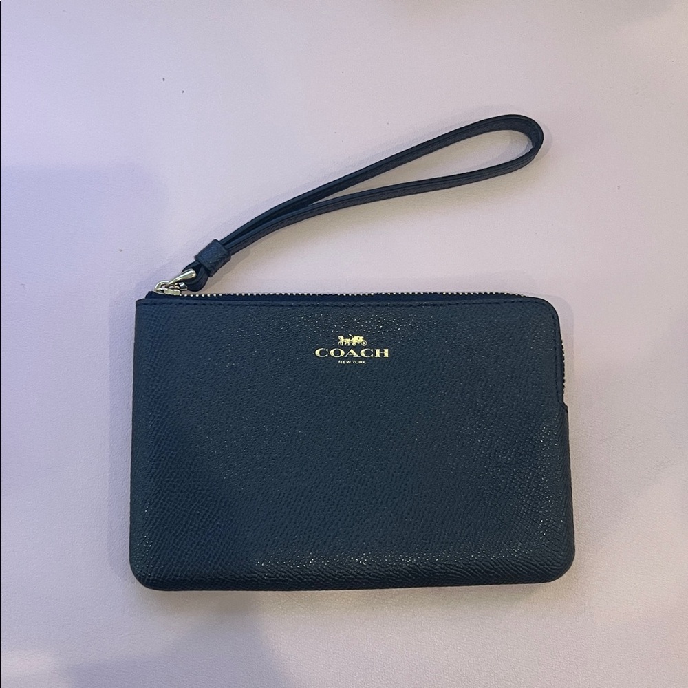 Coach Black Wristlet with Gold Accents